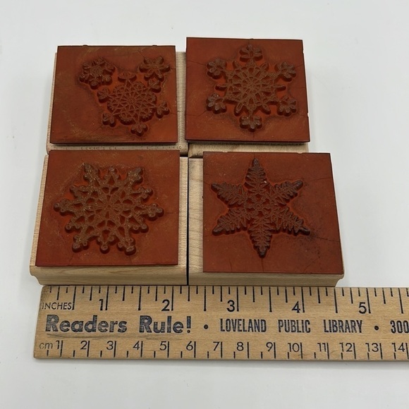 STAMPIN’ UP! WOODEN SNOWFLAKE RUBBER STAMP SET - Picture 7 of 9
